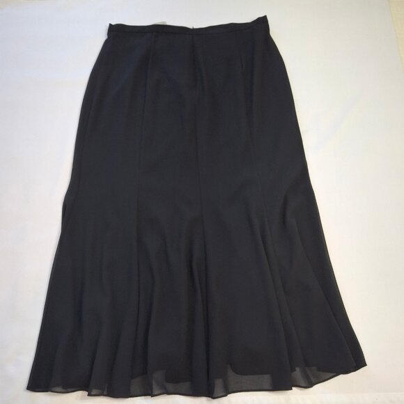 R&M Richards Plus 16W Blck Maxi Mermaid Skirt Sheer Flowy Chiffon Overlay Lined - Picture 8 of 14